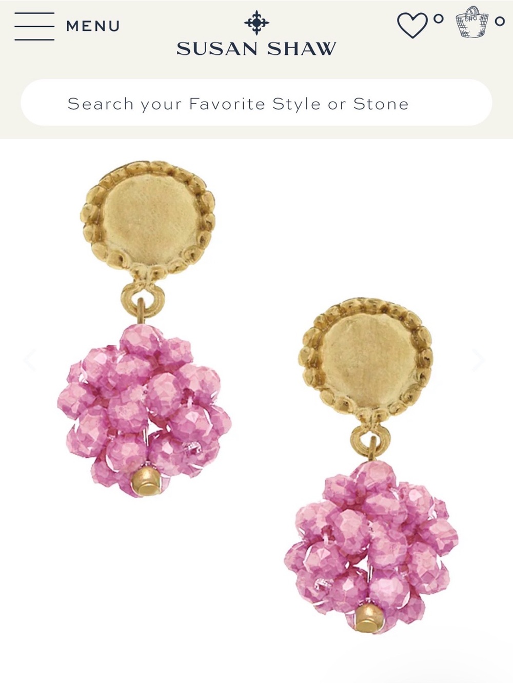 Susan Shaw Carolina Cluster Drop Earrings in Gold